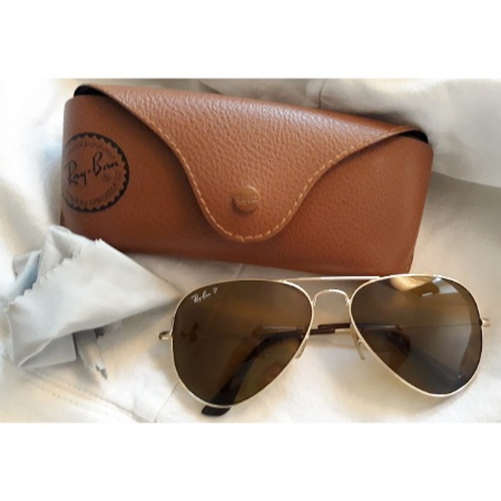 Ray-Ban Polarized Aviator Sunglasses - Brown
